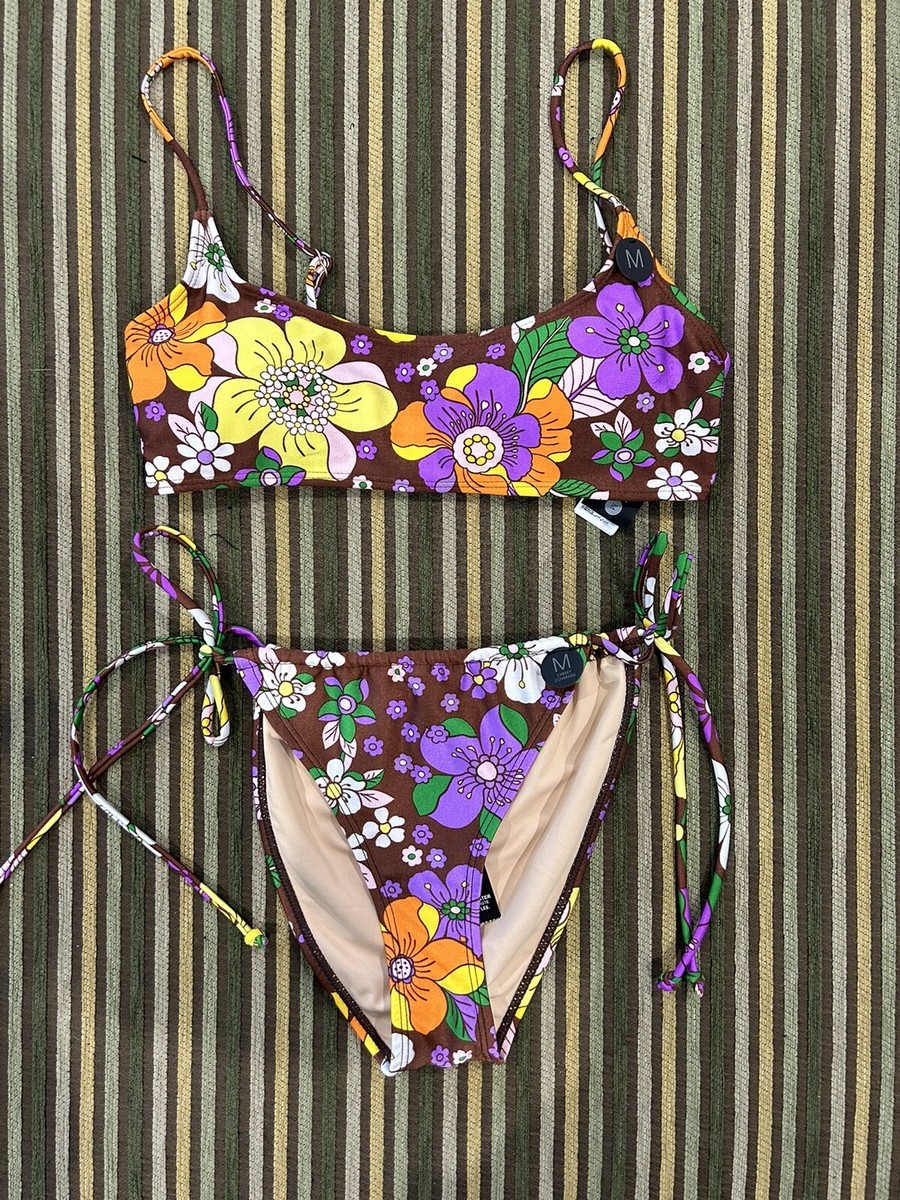 Cotton On Bikini Blooming retro Floral Shimmer Sz M Bnwt Acc688