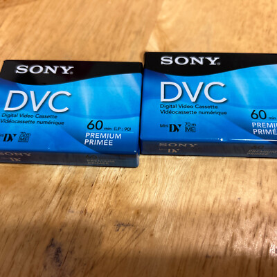 SONY DVC DIGITAL VIDEO CASSETTE 60 MIN (LP : 90) PREMIUM. DVM60PRR. Two Sealed
