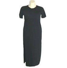 NEW asos Dress 8 Black Pencil Sheath Midi Front Slit Short Sl Stretch Tee Shirt 