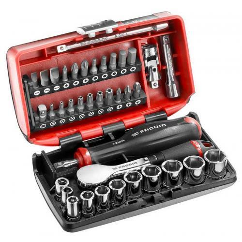 Facom R.181NANO 1/4"" Drive High Precision Ratchet, Socket & Bit Set 5.5-14mm