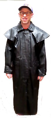 High quality Genuine Leather Duster with removable lining by FIRST. Men's 2XL
