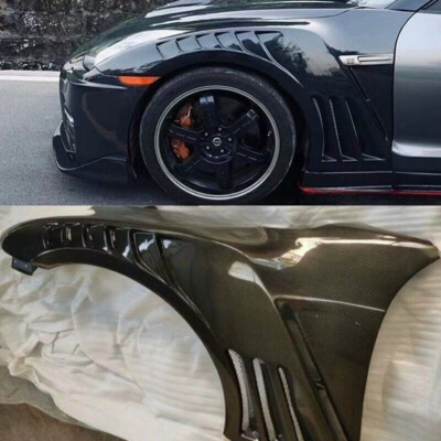 FOR NISSAN GT-R GTR R35 CARBON FIBER FRONT BUMPER SIDE FENDER FLARES COVER