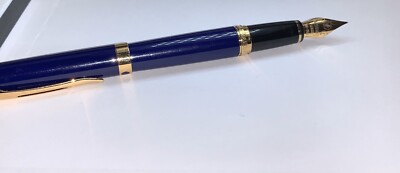 WATERMAN Rare! BLUE SAPPHIRE GOLD FOUNTAIN PEN 18k NIB