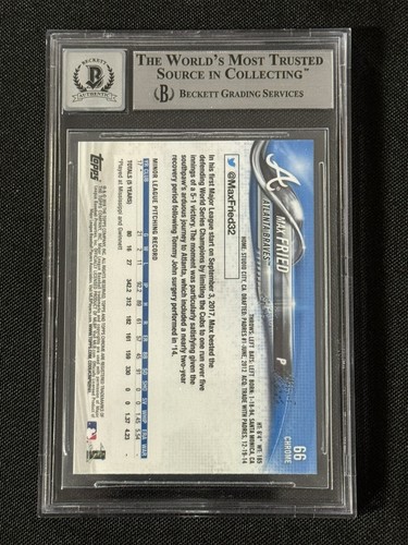 2018 Topps Chrome #66 Max Fried RC Auto Signed BAS Auto Grade 10 SLABBED 752 - Picture 2 of 3