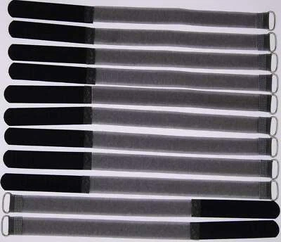 BIE-TEC 10x Klettband Kabelbinder FK 30 cm x 20mm schwarz Klettbänder Kabelklett mit Öse