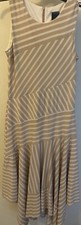Gabby skye MAXI BEIGE & WHITE Striped Woman’s Sleeveless Party Work Dress 6