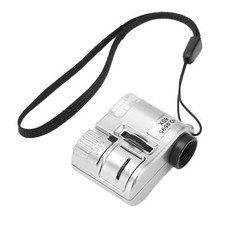 60X Mini Pocket Microscope Magnifier with LED Light Microscope with UV Lamp