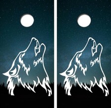 Howling Wolf Cornhole Board Wrap LAMINATED Wrap Decal Vinyl Sticker 4266