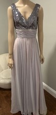 Mike Benet Formals Gray Pink Formal Sequin Dress Gown Size 10 Vintage