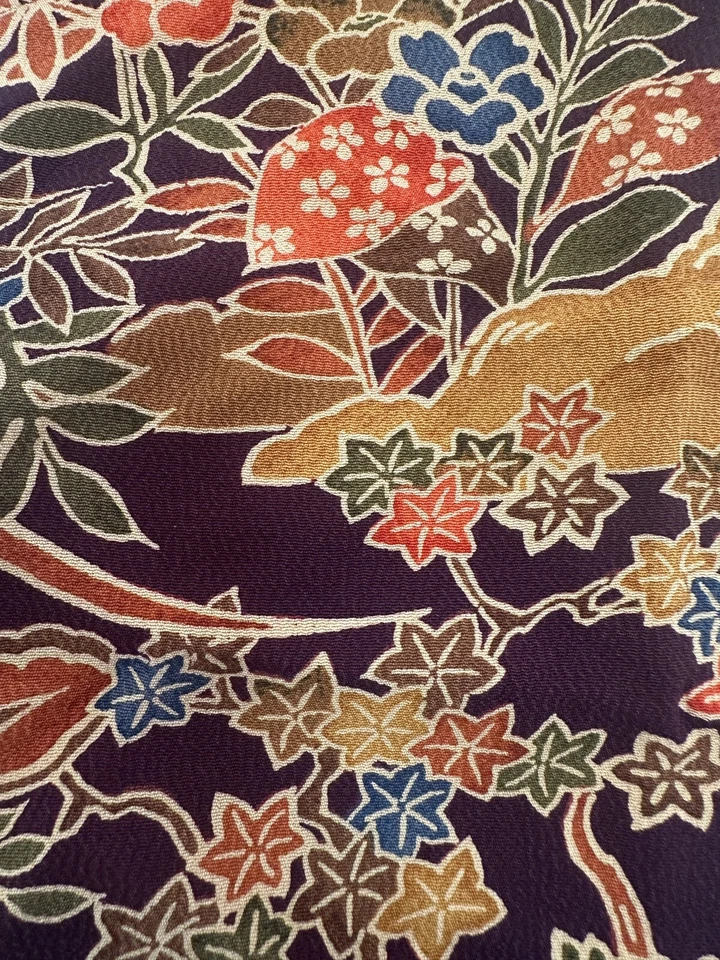 Vintage Japanese kiomono fabric Lot of 10 Bulk 2/3lb 7” x various Length v281 - Image 3 of 4