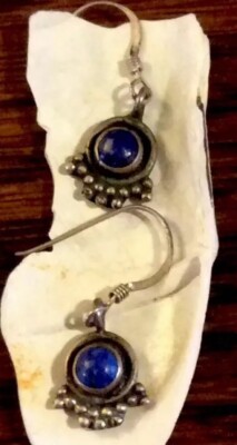 Bali Tribal Mini Sterling Silver Lapis Lazuli Earrings Dezigns By Zetroc