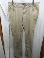 WOMENS DICKIES GIRL SKINNY BEIGE PANTS SIZE 13 INSEAM 31" WAIST FLAT 17"