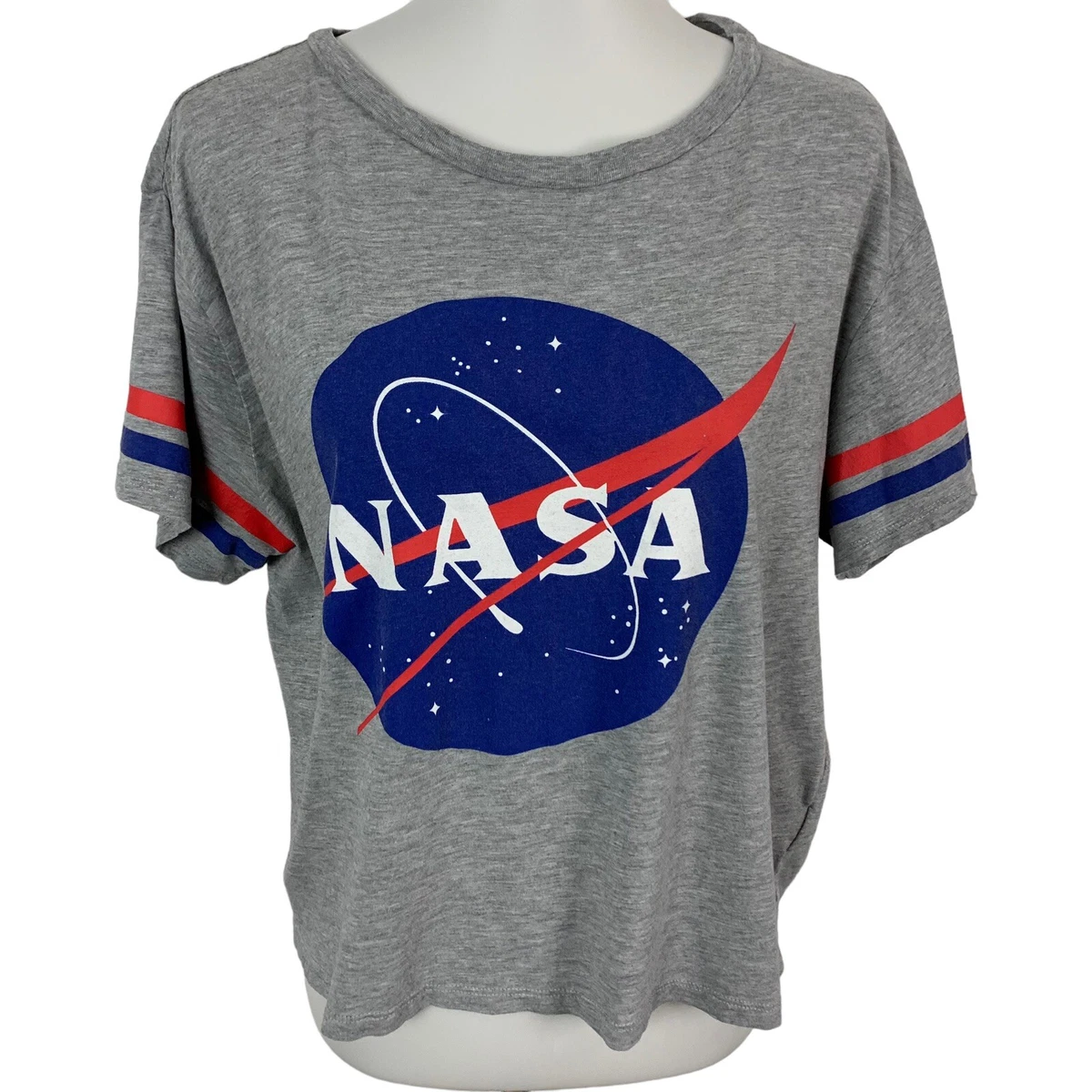 H M Womens NASA Shirt Top Large Short Sleeve Gray