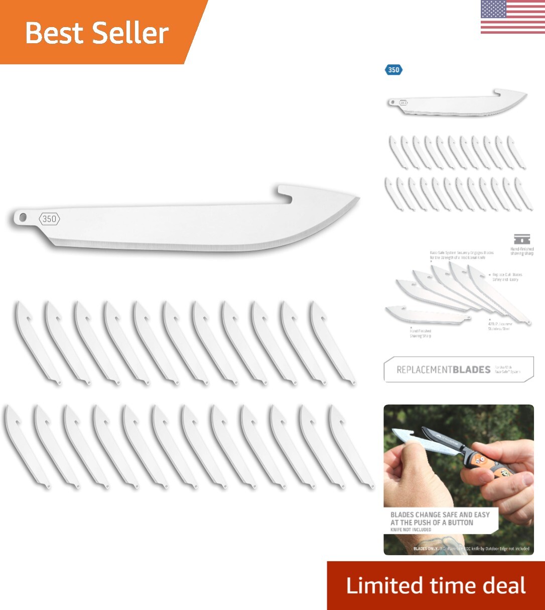 3.5" RazorSafe Replacement Sharp-Point Knife Blades, 24 Piec