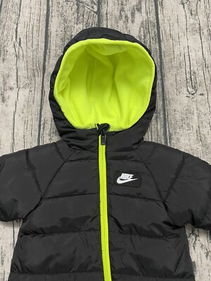 Nike Baby Puffer Snowsuit Black/Green Sz. 3 Months | eBay