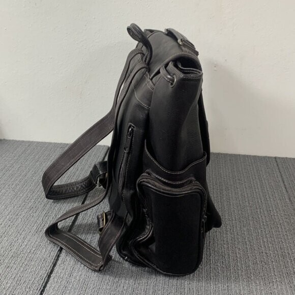 Large Leather Backpack Top Handle Drawstring Trav… - image 3