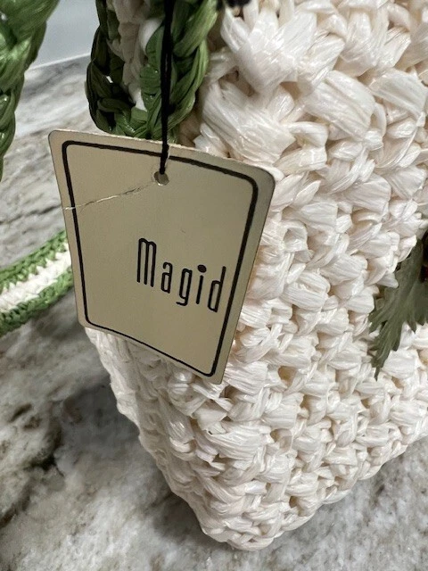 Vintage Magid 1960's White Straw Purse With Strawberries New Old Stock With Tags - Image 4 of 4