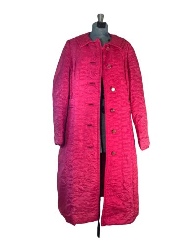 Vintage 1960s Womens Raspberry Pink Quilted Satin… - image 1