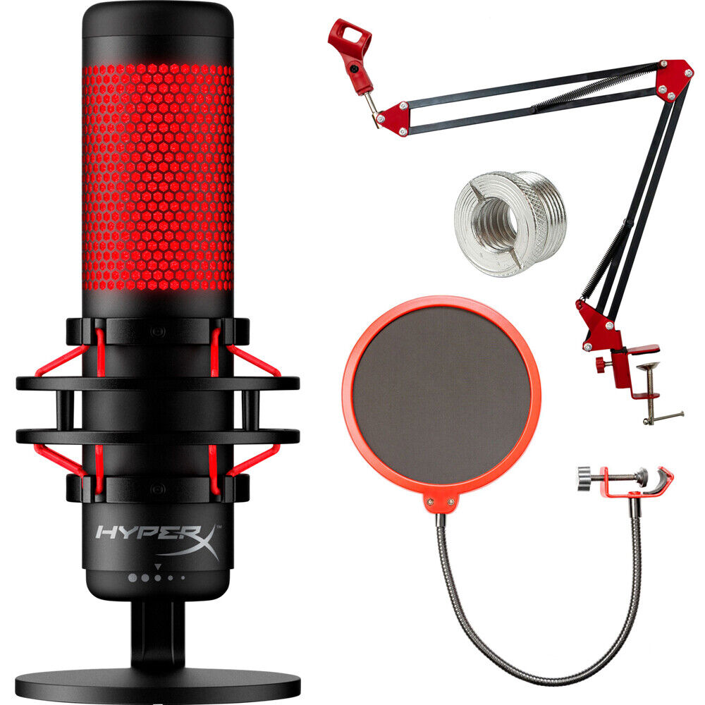 HyperX QuadCast Electret USB Condenser Microphone, Black/Red w