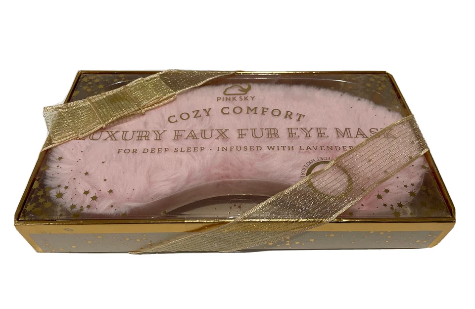 Pink Sky Cozy Comfort Faux Fur Eye Mask Infused With Lavender Pink - NIB - Image 3 of 3