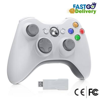 White Wireless Controller For Microsoft Xbox 360 / 360 Slim / PC Windows 11/10/8