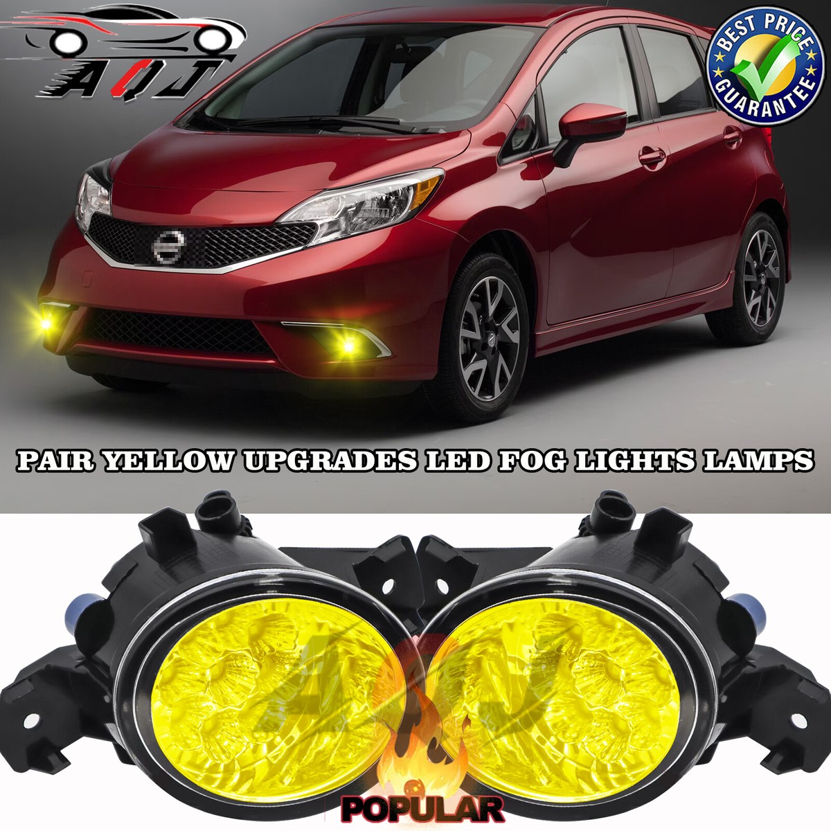 For Nissan Versa Note 2014 2015 2016 Front Bumper Yellow Fog Light