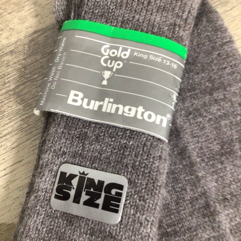 Calcetines Burlington Gold Cup 75% Orlon Acrílico 25% Nylon Gris Talla King 13-16 Nuevos de Lote Antiguo Foto 2 de 4
