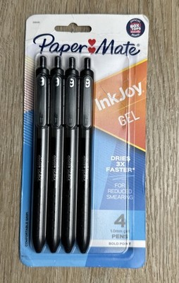 Paper Mate InkJoy Gel Retractable Pens 1.0mm, Bold Point, Black 4 Count