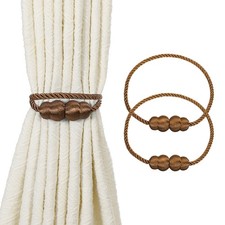 2Pcs Magnetic Curtain Tieback, Decorative Weave Curtain Tie Back, Coffee