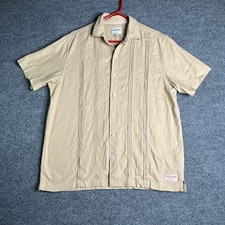 Scotch And Soda Linen Blend Shirt Men Large Beige Button Up Pintuck Detailing