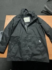 Black XL Hunter Raincoat Rain Jacket Coat w Hood Waterproof Windproof