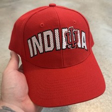 Vintage 90s University Of Indiana UI SnapBack Hat Cap 1990s Hoosiers Red NCAA