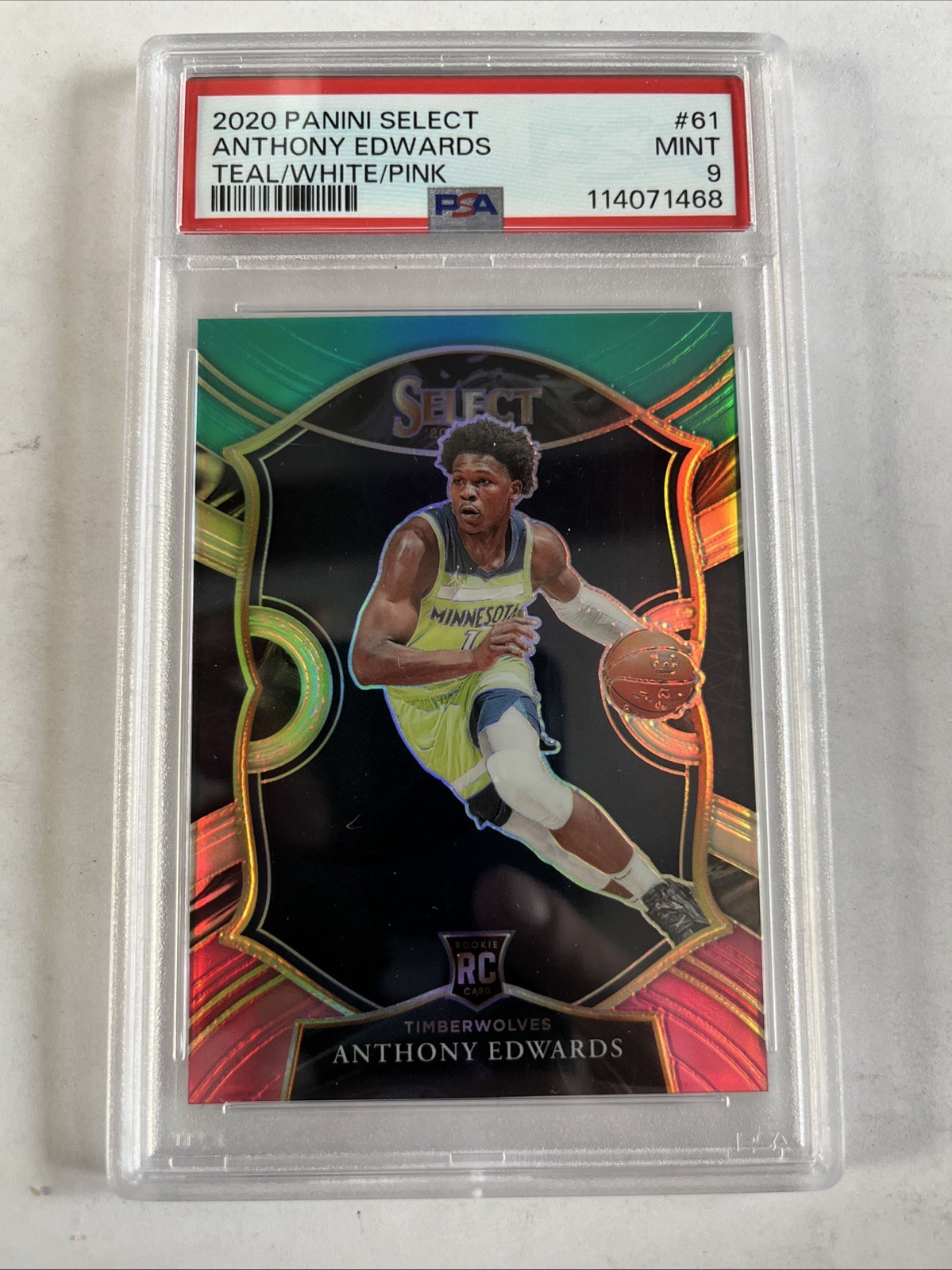 2020 Panini Select Anthony Edwards#61  Teal/white/pink  19/49 Pop. 14 Low