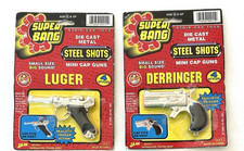 Super Bang Die Cast Mini Cap Guns Luger Derringer New Old Stock