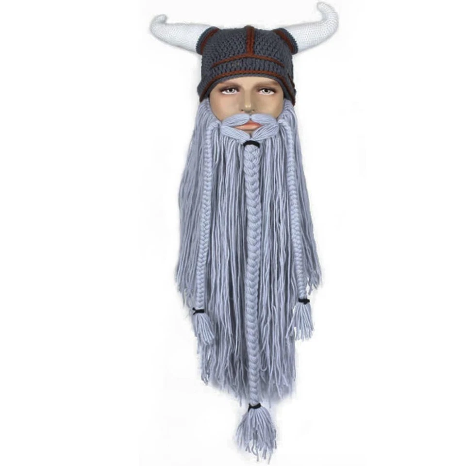 Sombreros para barba divertido gorro sombrero hecho a mano tejido peluca sombrero barba máscara facial talla única Foto 3 de 4