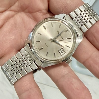 Citizen Rhythm Date Manual Watch Men s 33mm Silver Dial Silver Tone Date RUNS!