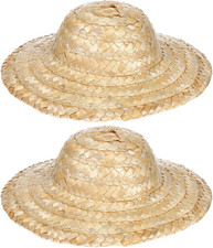 Mini Straw Hats for Crafts: 2Pcs Miniature Doll Straw Hats 8 Inch Doll Dress up