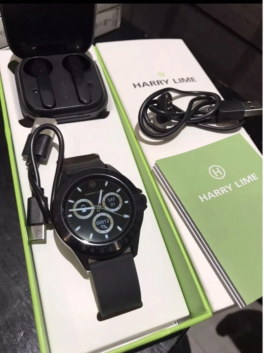 HARRY LIME S7 Black Silicone Strap Black Bezel, With 5.0 Bluetooth Earbuds