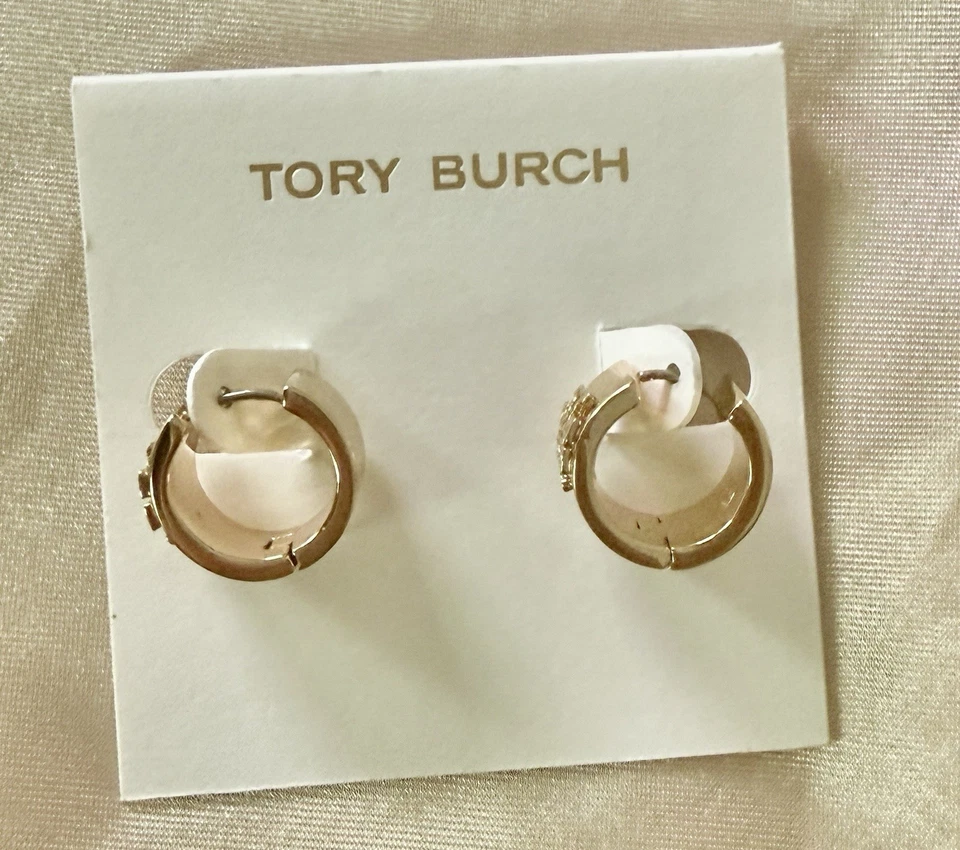 Pendientes de aro Tory Burch Icono dorado Huggie nuevos con etiquetas Foto 3 de 4