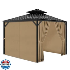 Gazebo Privacy Curtains 10' x 10' with Zipper 4-Panels Side Wall Universal Re