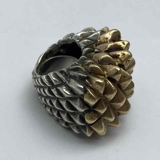 Vintage DLM Sterling Silver 925 14K Gold Pyramid Ring Size 13 44g