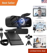 1080P Full HD Wide-Angle Webcam with Noise Cancellation  Privacy Cover