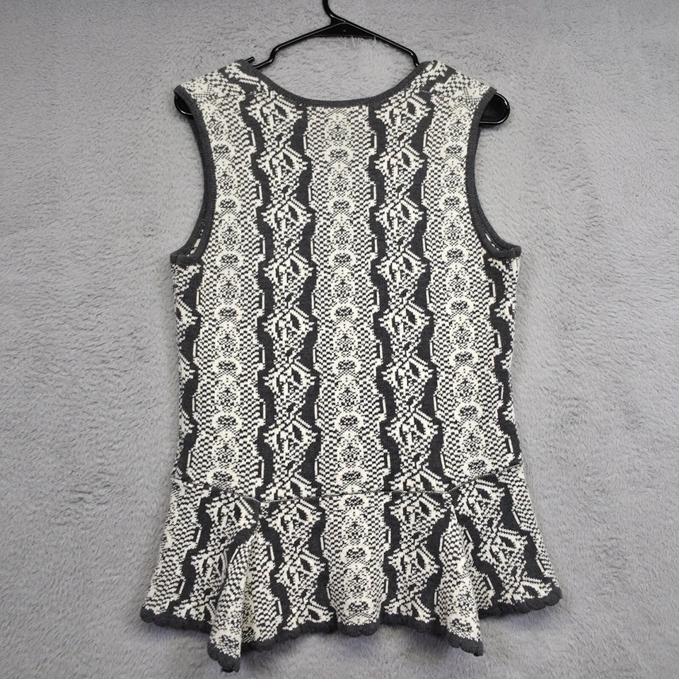 Camiseta sin mangas CAbi Suéter Mujer M Gris Blanco WonderFall Me Peplum Dobladillo Concha Academia Foto 2 de 4