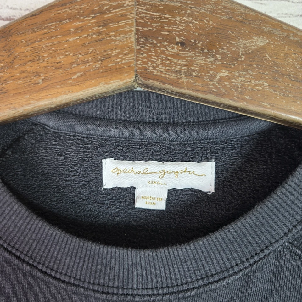 Spiritual Gangster Give Love Black Embroidered Floral Sleeves Crewneck Sweater  - Image 4 of 4