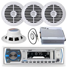 400W Amplifier Marine, 6.5" Speakers, Pyle AM FM USB AUX Radio, Marine Antenna