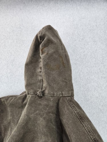 Vintage Carhartt hooded lined Duck Brown canvas J06 TMB jacket Coat 2XL Regular - Picture 15 of 20