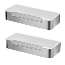 2x Croydex Shower Caddy Shelf Organiser Tray with Wiper Blade Bathroom Storage