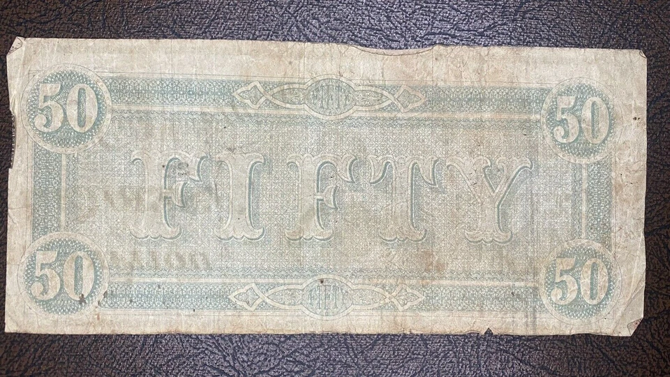 50 Dollar Confederate Currency VERY LOW SERIAL NUMBER #27 CSA Civil War #53709 - Image 2 of 2