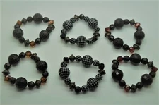lot of 6/12 bohemian style winter color plastic Beaded stretch bracelets jewelry