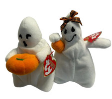 TY The Halloweenie Beanies Ghoul Ghoulianne The Ghost Plush Toy Set of 2 NWT